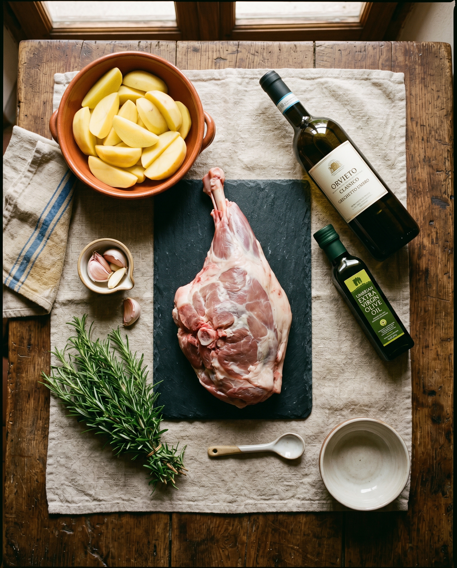 Ingredienti per agnello al forno umbro