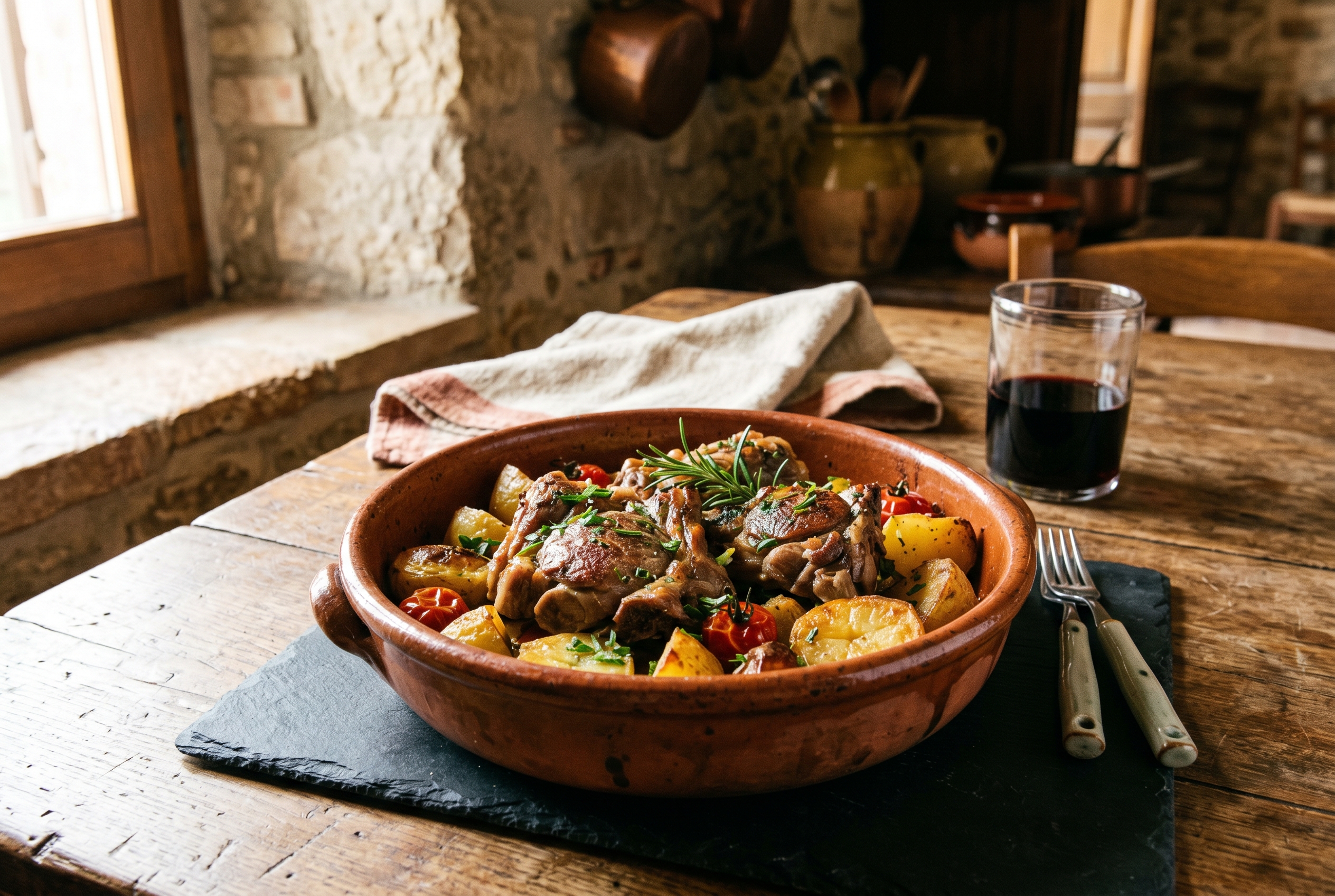 Agnello al Forno Umbro servito a tavola