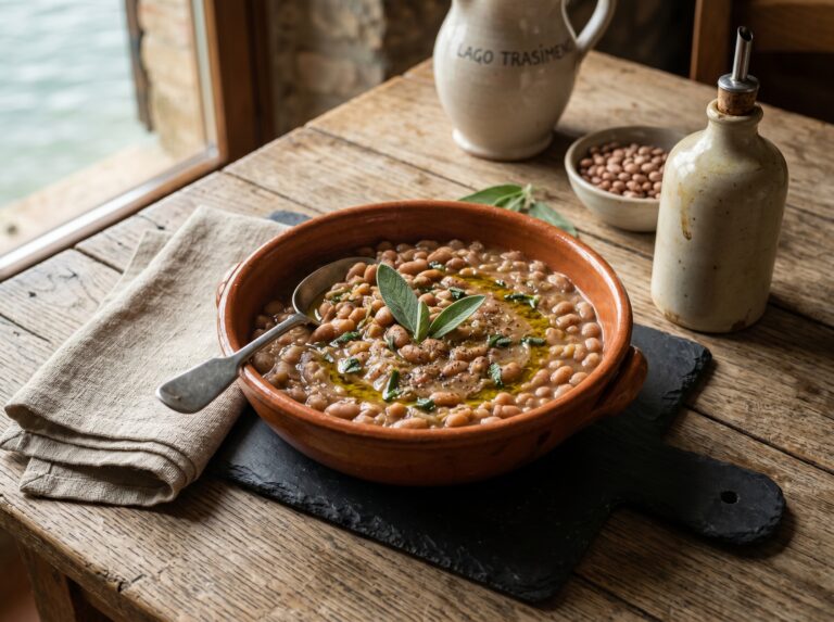 Fagiolina del Trasimeno presidio Slow Food: zuppa tradizionale con olio extravergine umbro