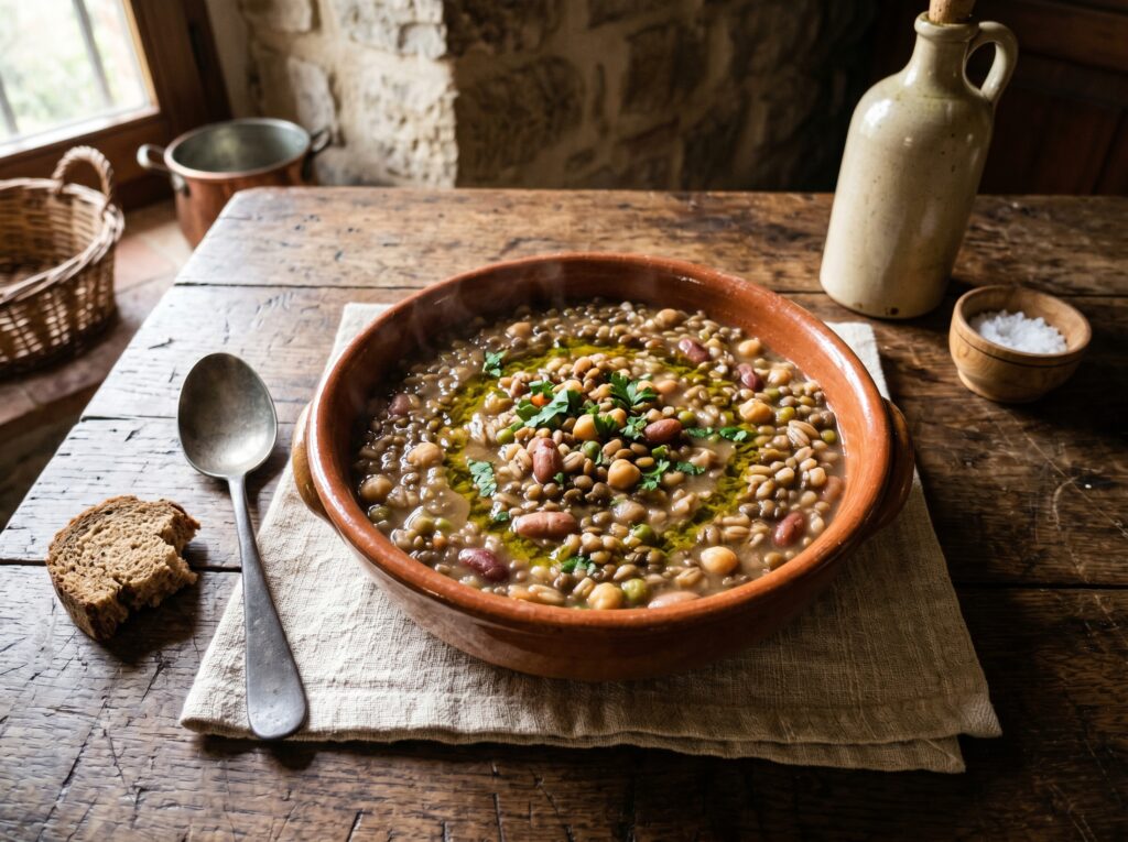 Imbrecciata umbra di Perugia: zuppa mista di legumi e cereali nella tradizione contadina
