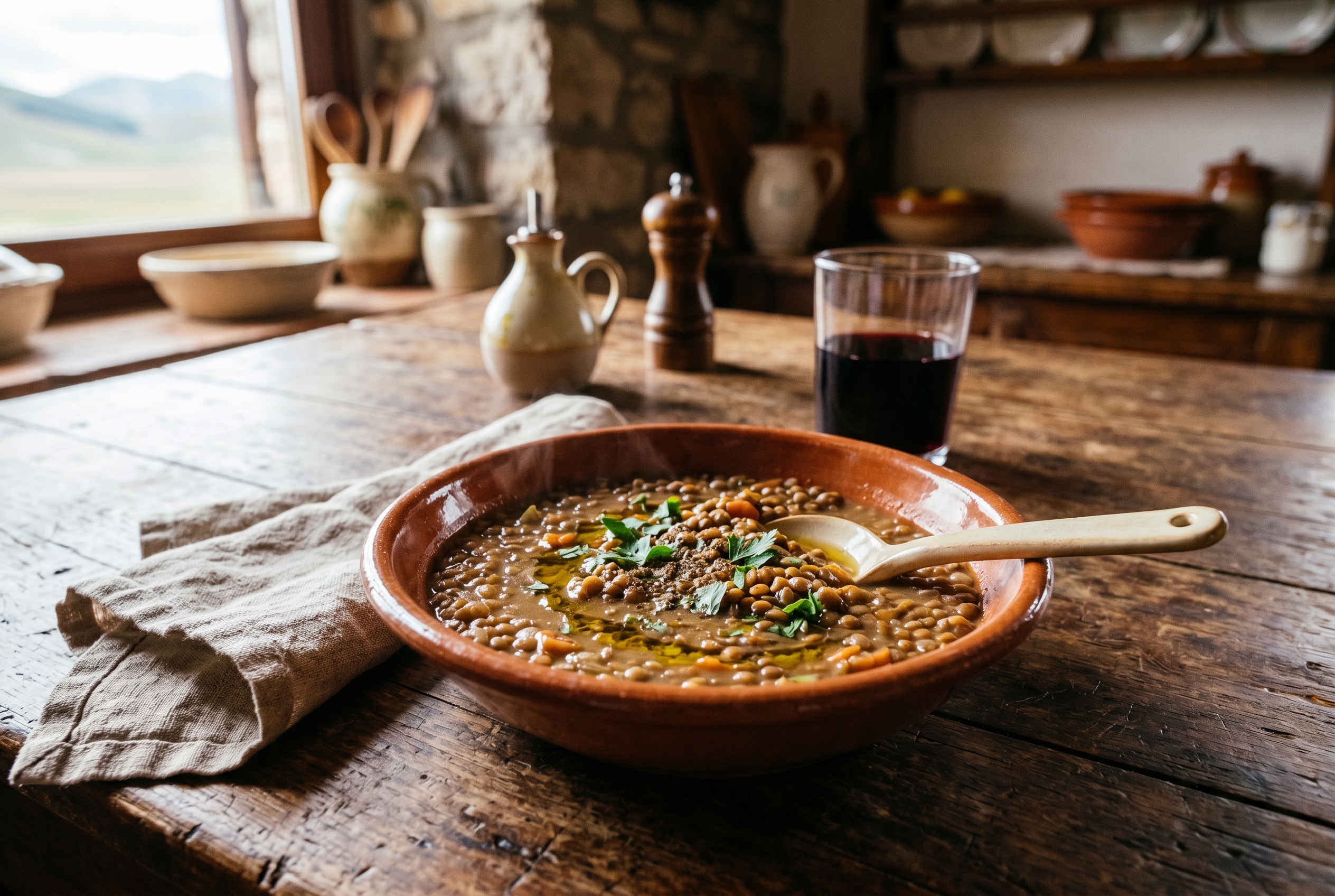 Lenticchie di Castelluccio IGP servito a tavola