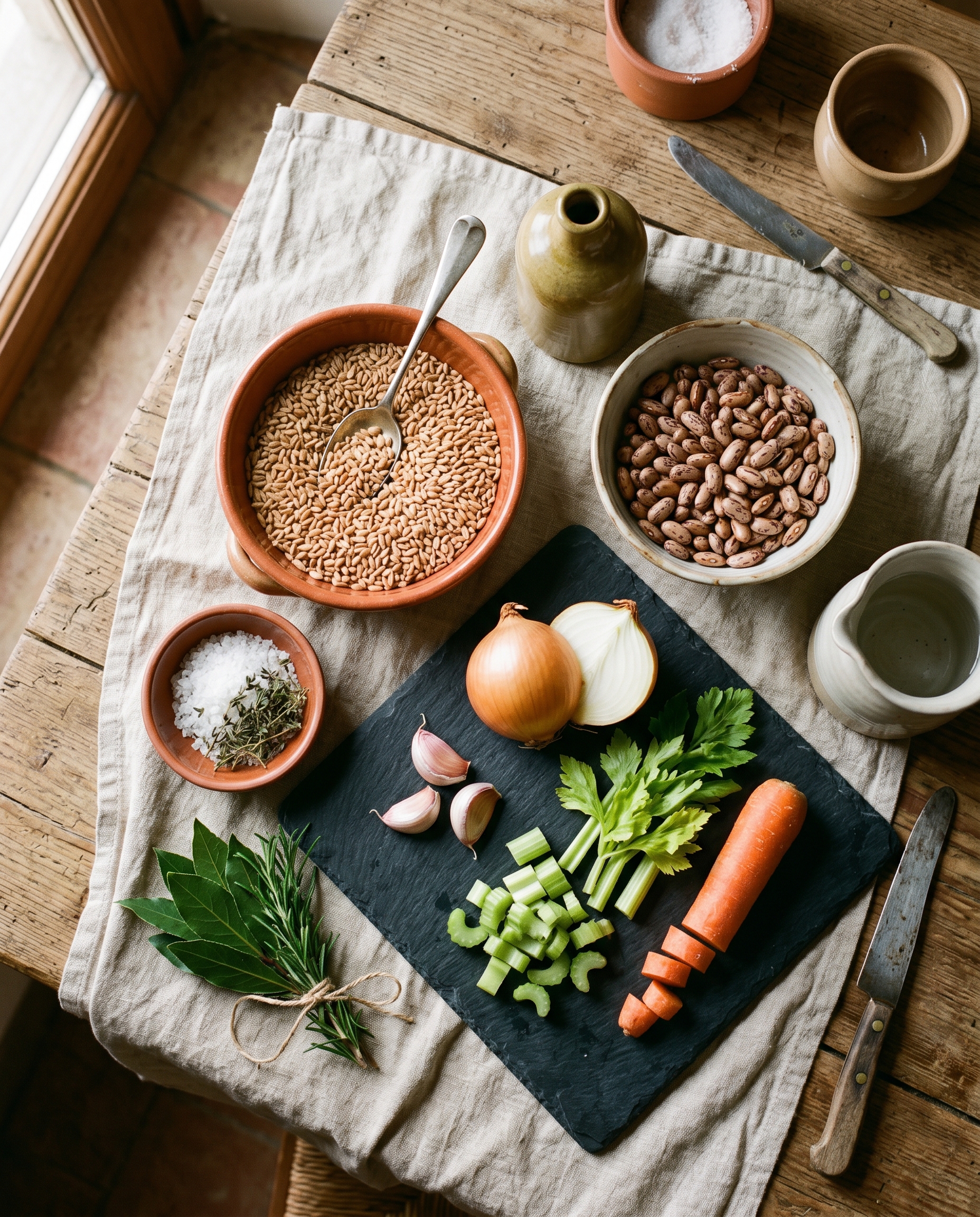 Ingredienti per minestra di farro umbra