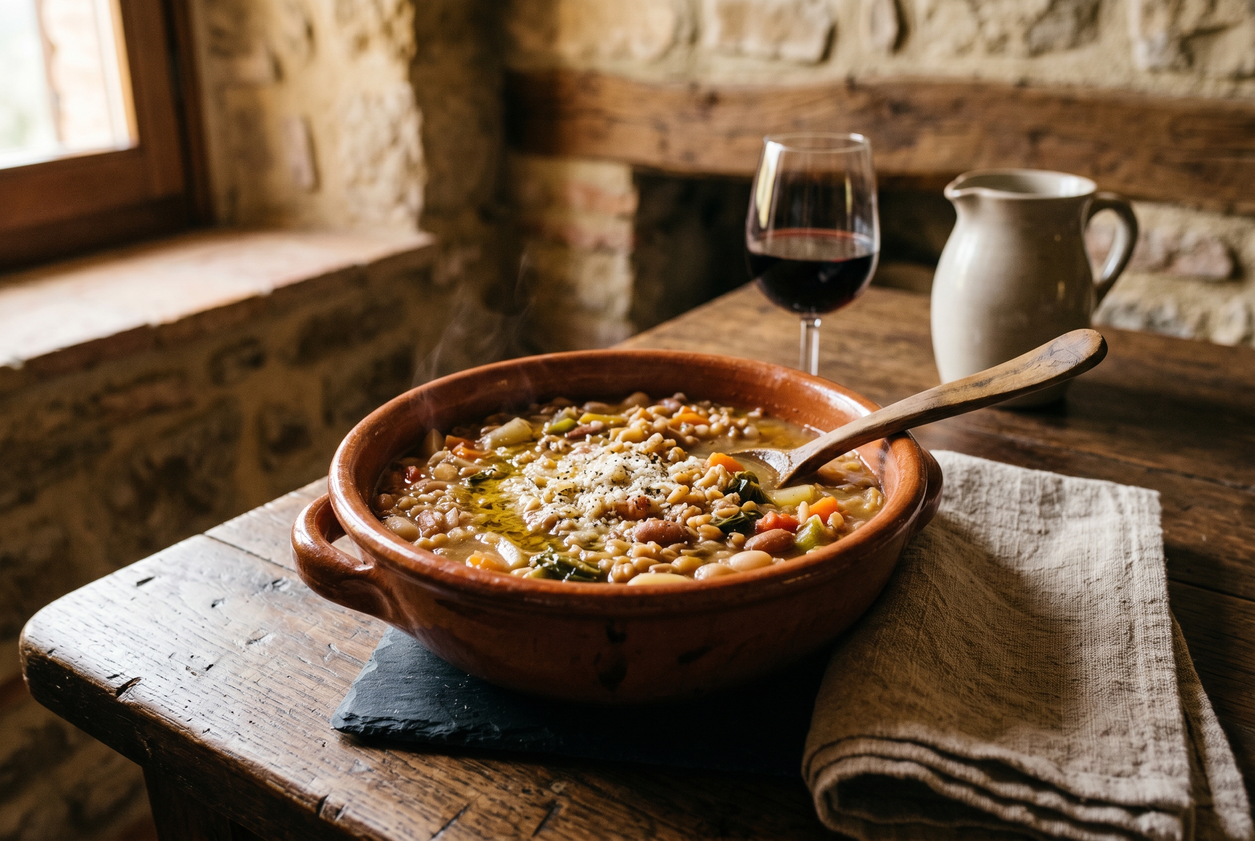 Minestra di Farro Umbra servito a tavola