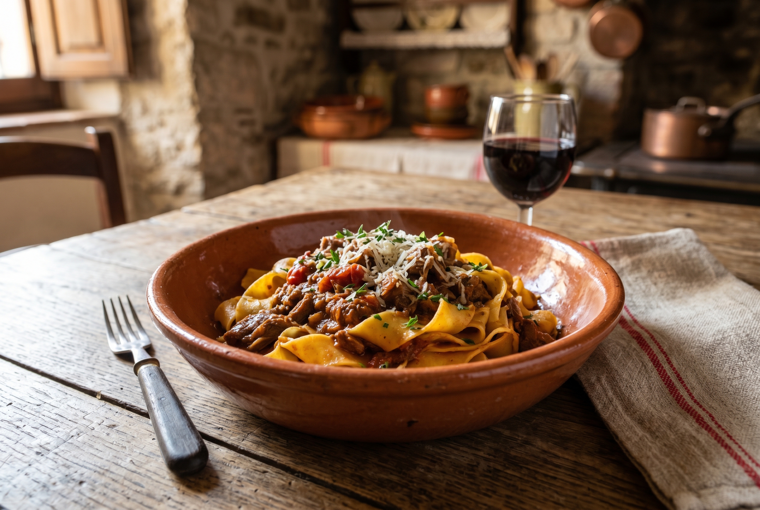 Pappardelle alla Lepre servito a tavola