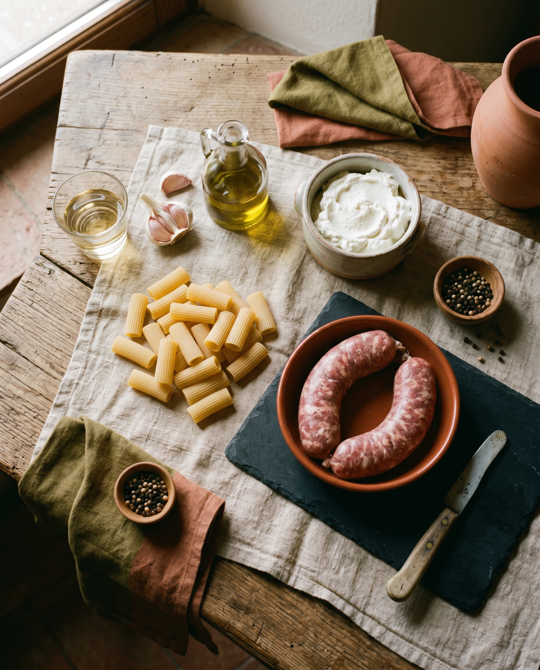 Ingredienti per pasta alla norcina
