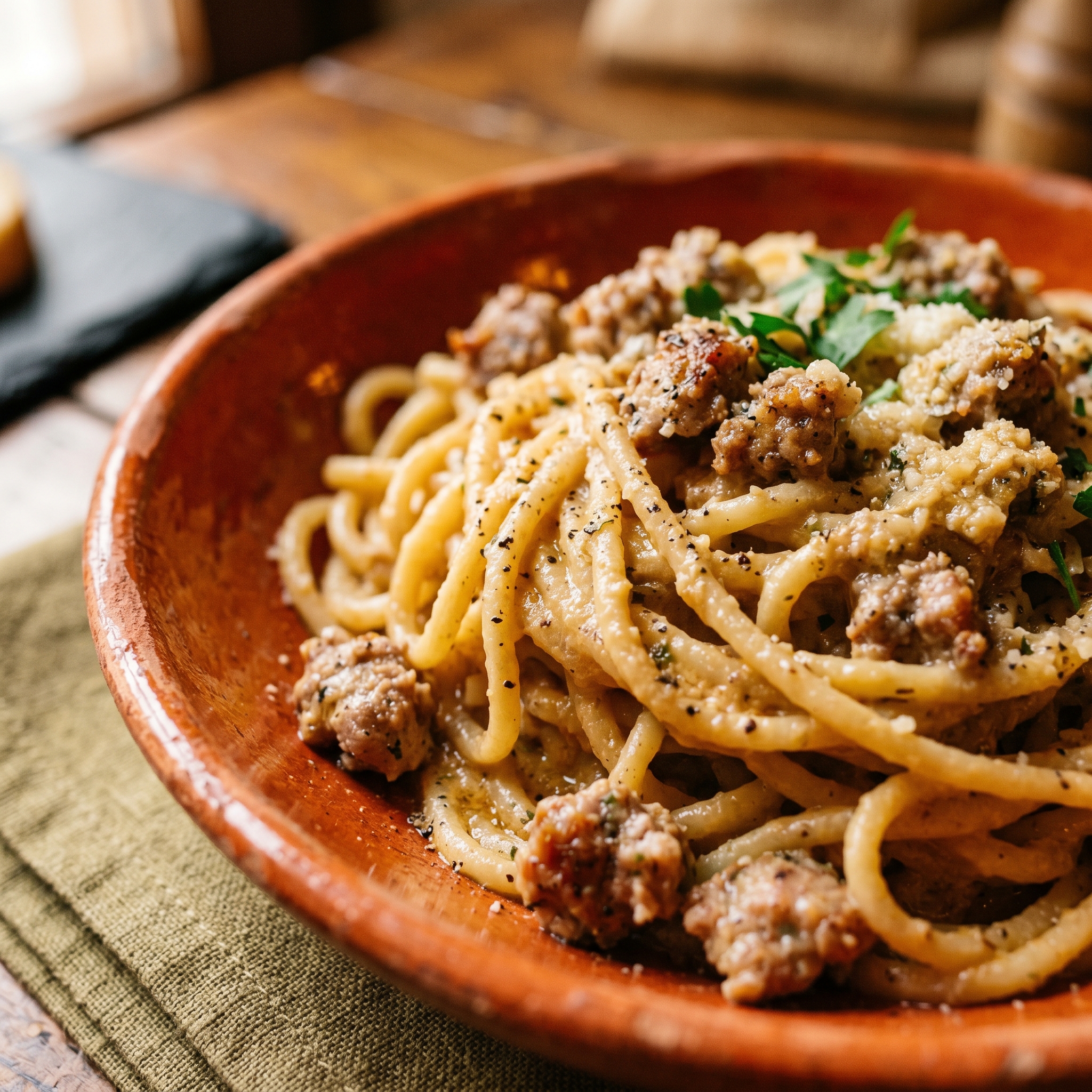Pasta alla Norcina — dettaglio della texture