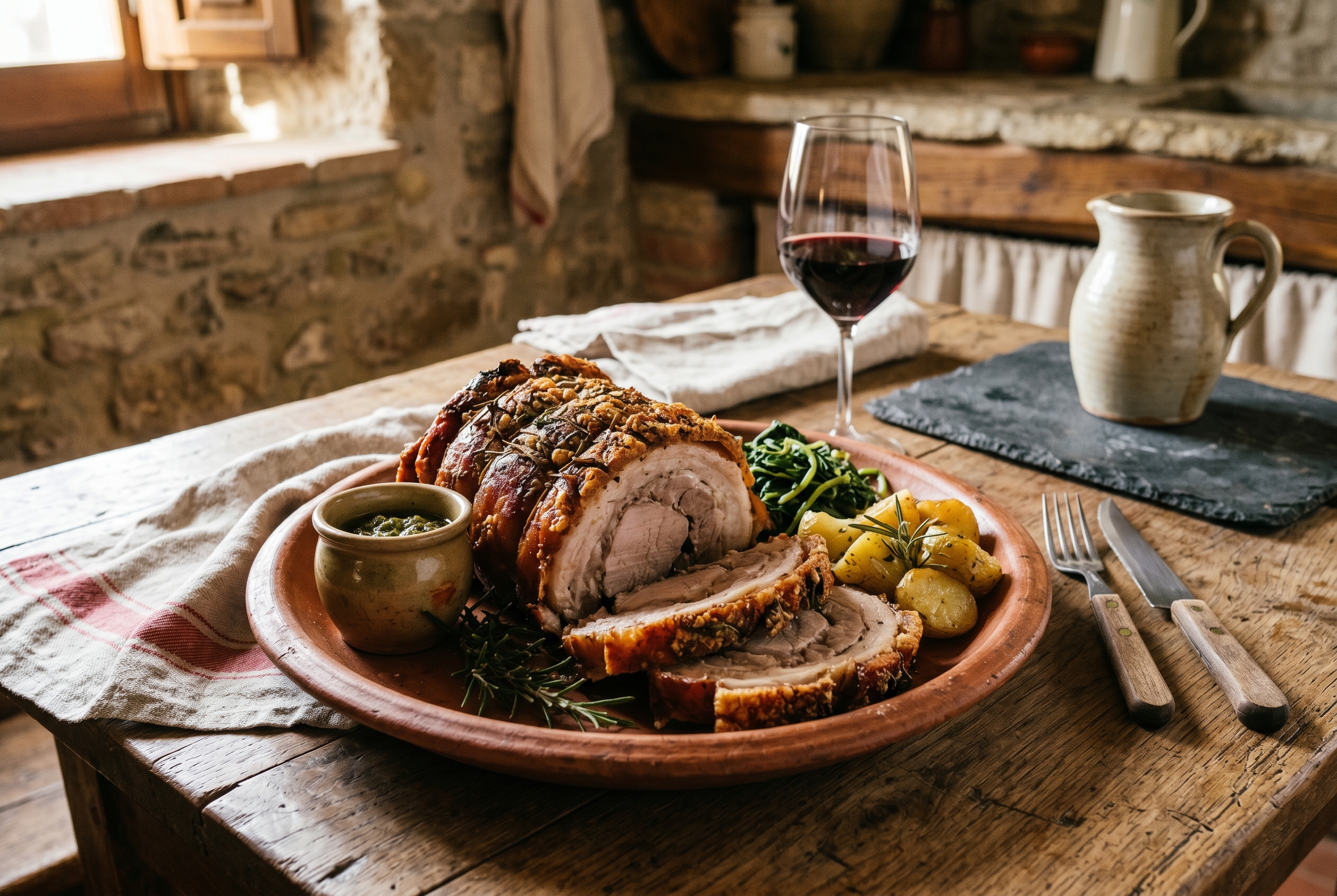 Porchetta Umbra servito a tavola