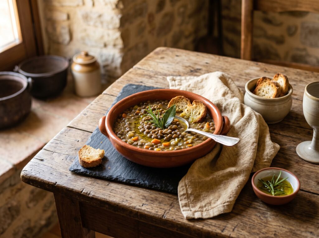 Roveja della Valnerina: zuppa di pisello selvatico antico di Civita di Cascia con olio umbro