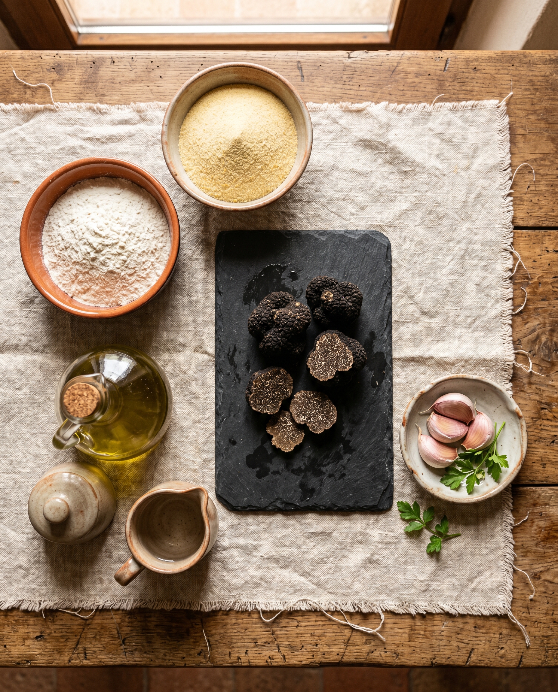 Ingredienti per strangozzi al tartufo nero di norcia
