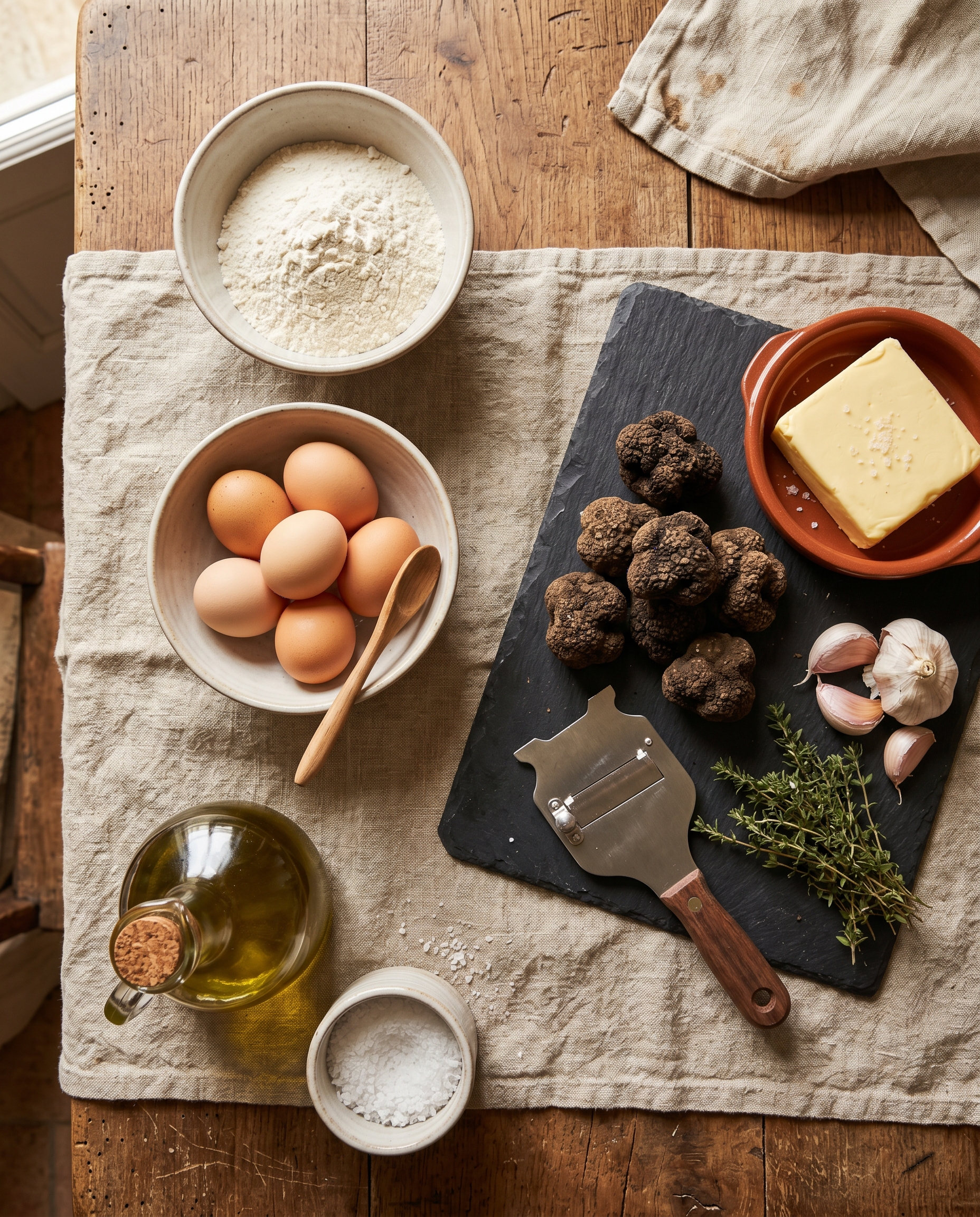 Ingredienti per tagliatelle al tartufo nero umbro