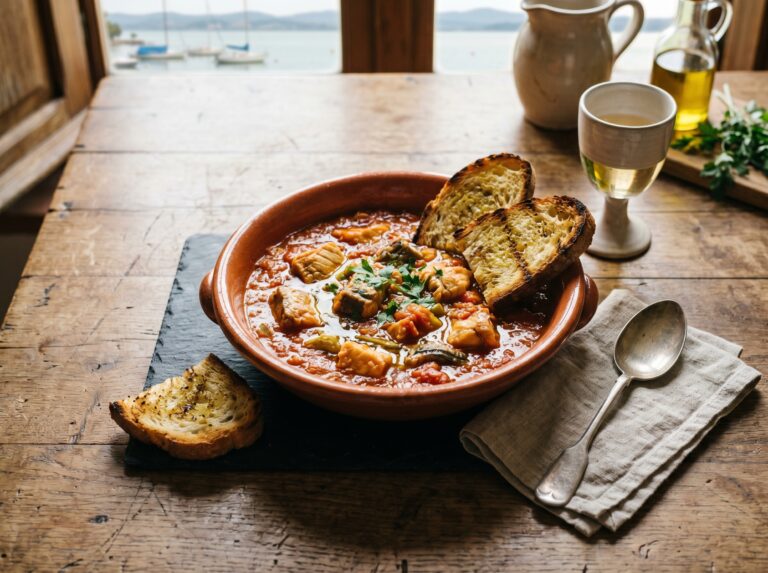 Tegamaccio del Trasimeno: zuppa di pesce di lago umbra in tegame di coccio con sugo di pomodoro
